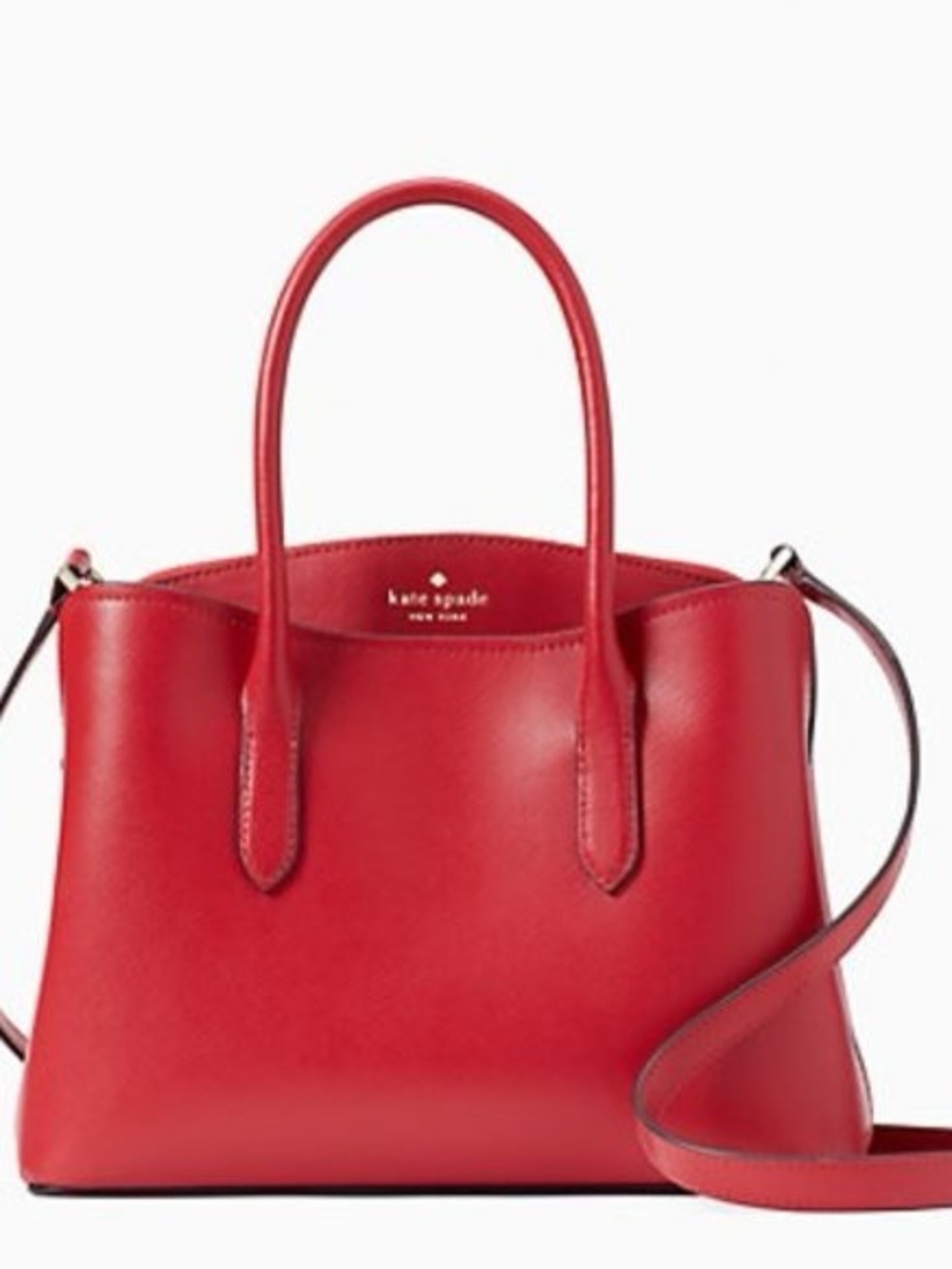 kate spade Red Leather Satchel with Removable Strap